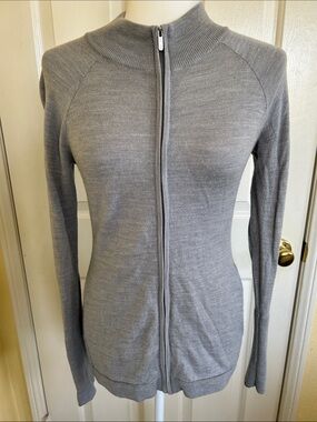 lululemon athletica Light Gray Full-Zip Knit Jacket